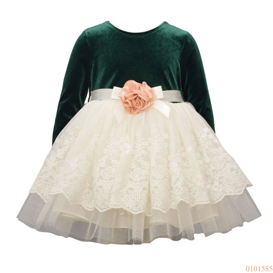 VESTIDO ELEGANTE VERDE BLANCO