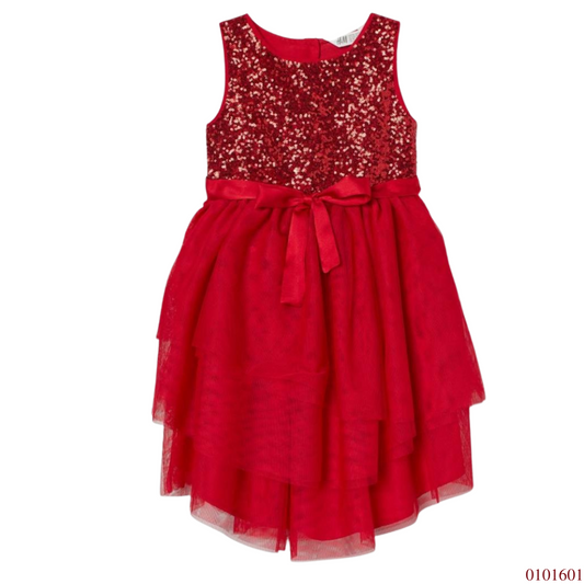 VESTIDO ROJO LENTEJUELAS TUL