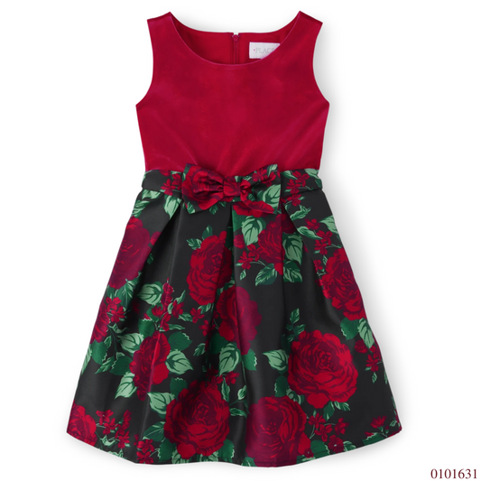 VESTIDO ROJO NEGRO FLORES