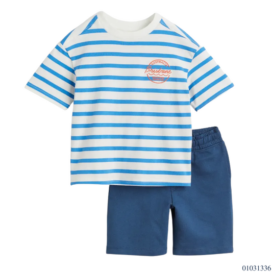 TRAJE NIÑO AZUL RAYADO H&M