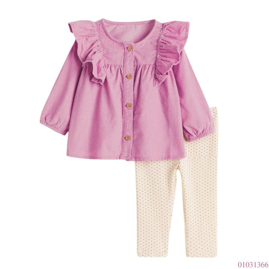 TRAJE NIÑA H&M MORADO BLANCO