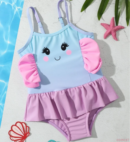 TRAJE DE BAÑO AZUL ROSA CARITA