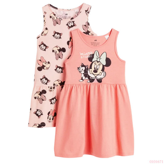 VESTIDO H&M 2 PZS MINNIE MOUSE SALMON