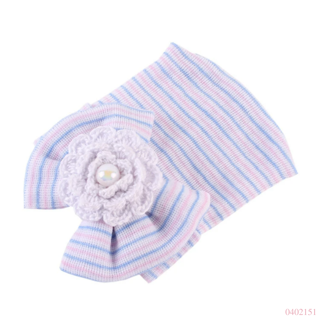 GORRO NIÑA RN ROSA AZUL FLOR