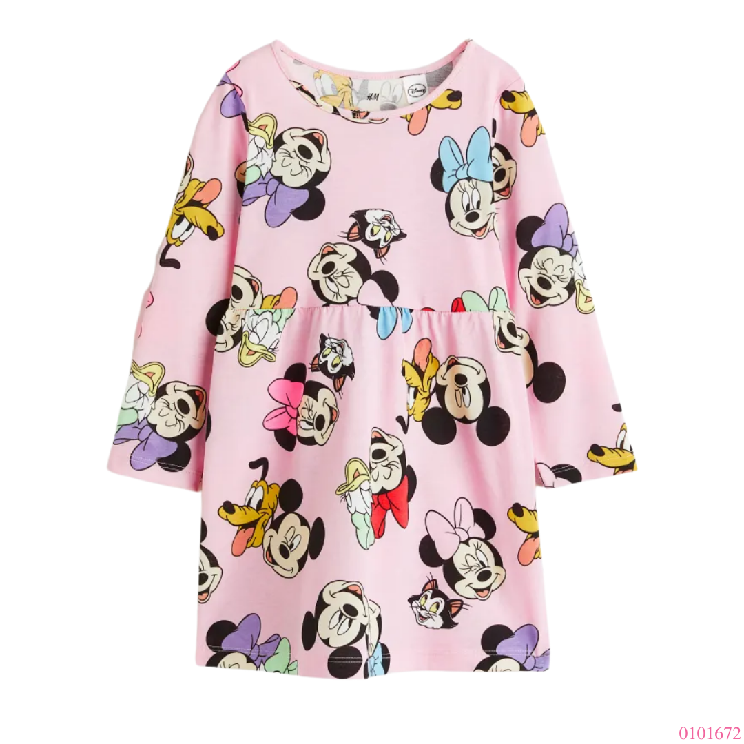 VESTIDO H&M ROSA MINNIE MANGALARGA