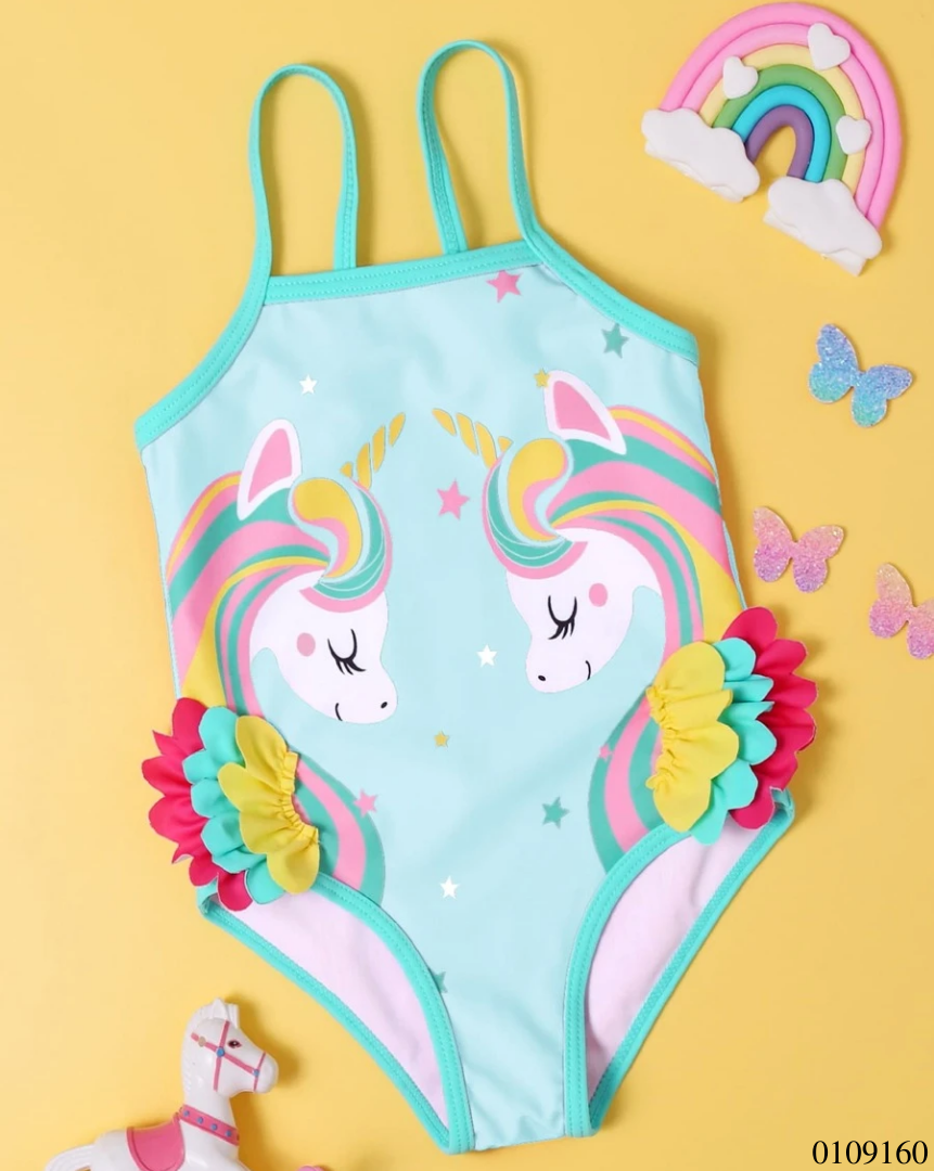 TRAJE DE BAÑO 2 UNICORNIOS VERDE