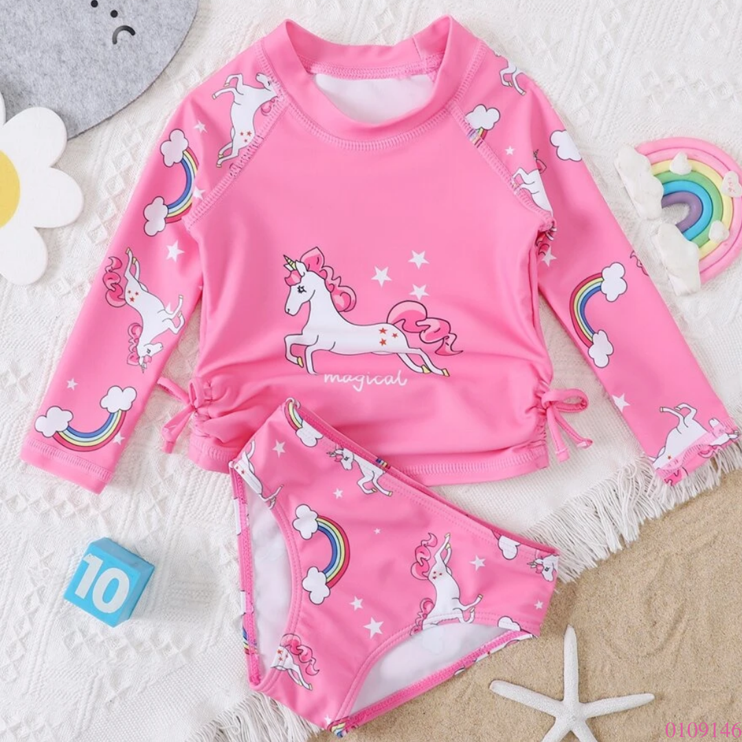 TRAJE BAÑO ROSADO UNICORNIO 2 PZS