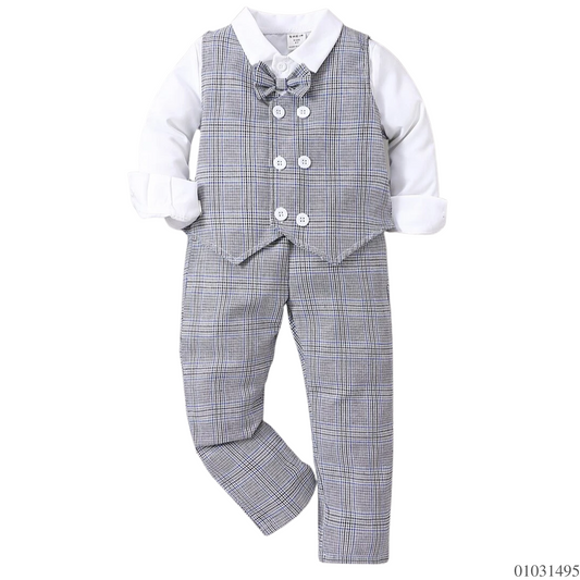 TRAJE FORMAL NIÑO GRIS BLANCO