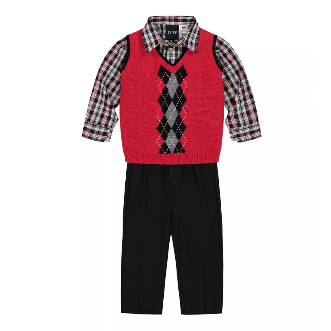 TRAJE FORMAL NIÑO TFW ROJO NEGRO