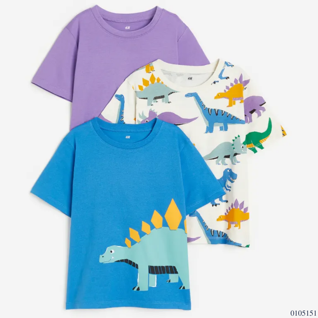 CAMISAS 3PZS H&M DINOS AZUL