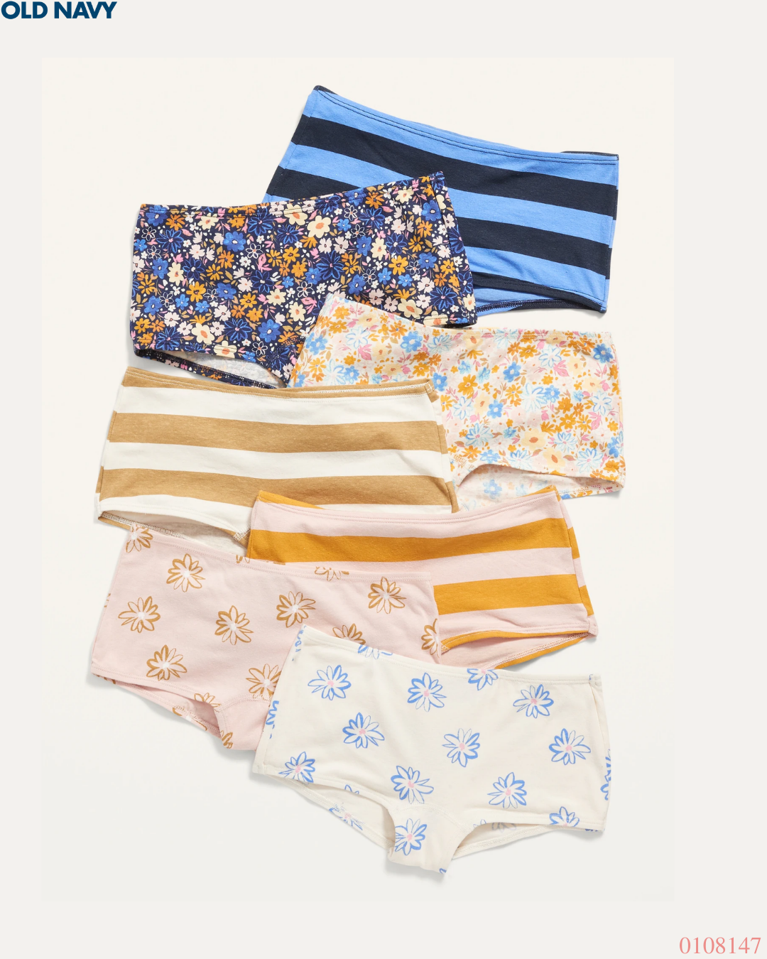 PANTIES OLD NAVY 7PZS FLORES Y RAYAS