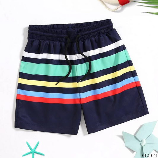 SHORT NIÑO AZUL RAYAS COLORES