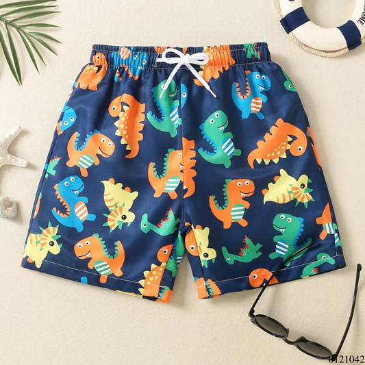 SHORT NIÑO DINOS NARANJA