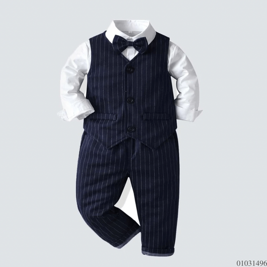 TRAJE FORMAL NIÑO AZUL RAYAS