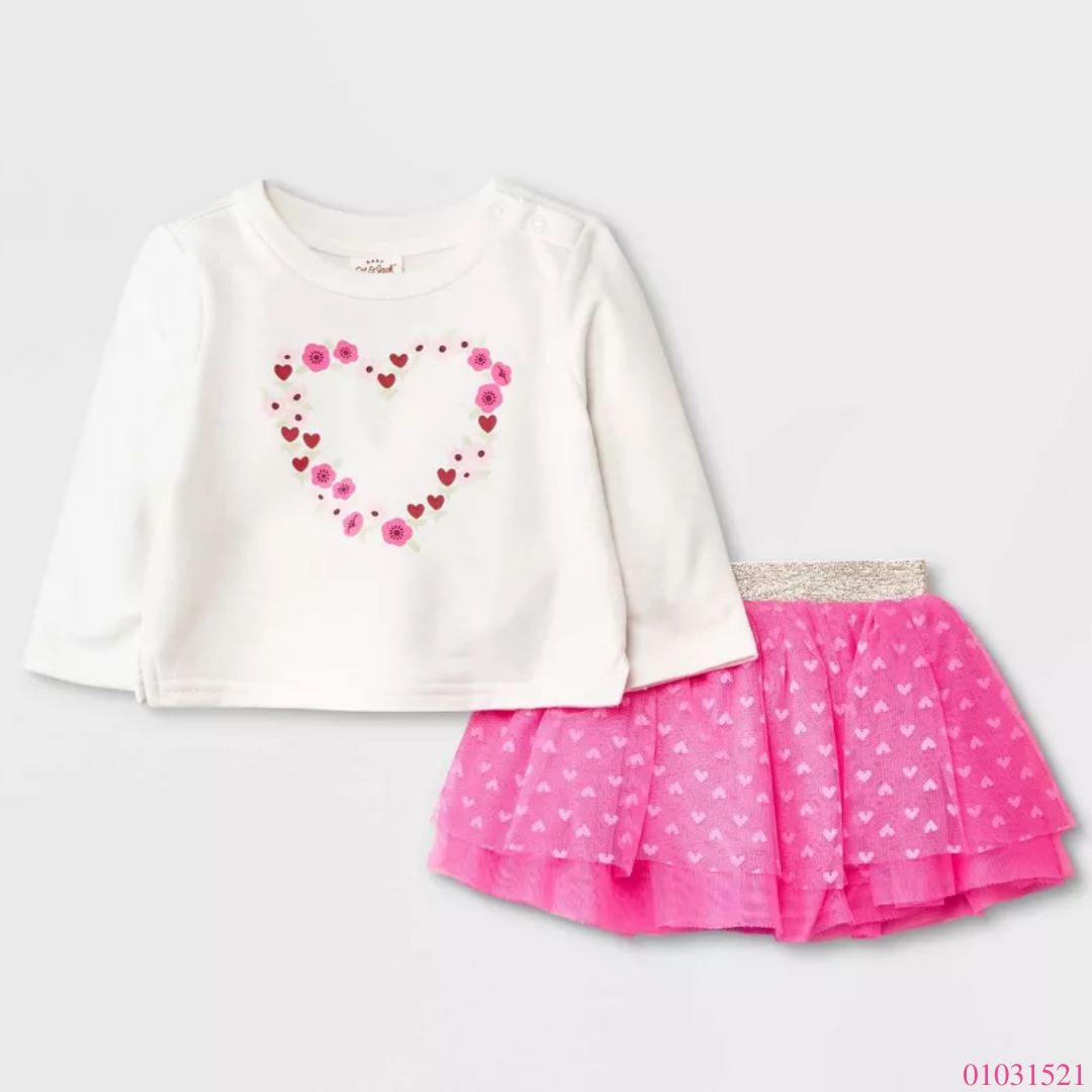 TRAJE FALDA TUL ROSADA CORAZON CAT&JACK